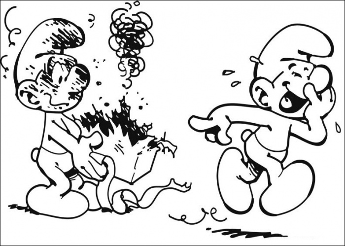 smurf-mocks-his-friend-coloring-page